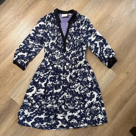 Anthropologie Sketchbook Shirt Dress size 6 P petite Edme & Esyllte navy white S - Picture 6 of 10